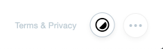 Image of the dark mode button. It is a circular icon, divided in half, with one half filled in black and one half filled in white.
