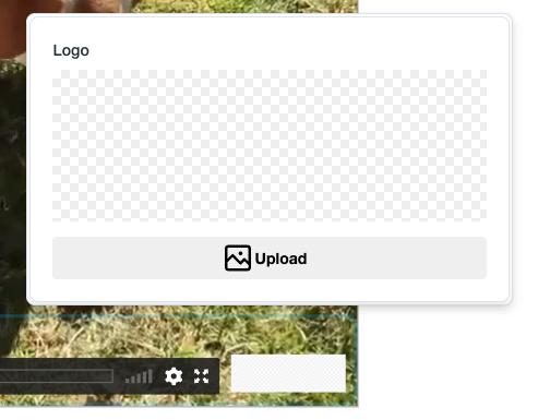 The upload box to upload your logo. There is a box that shows the preview of your logo. If a logo is not uploaded, it shows a white and gray chckered box. Below that box is a button labeled 'Upload'.
