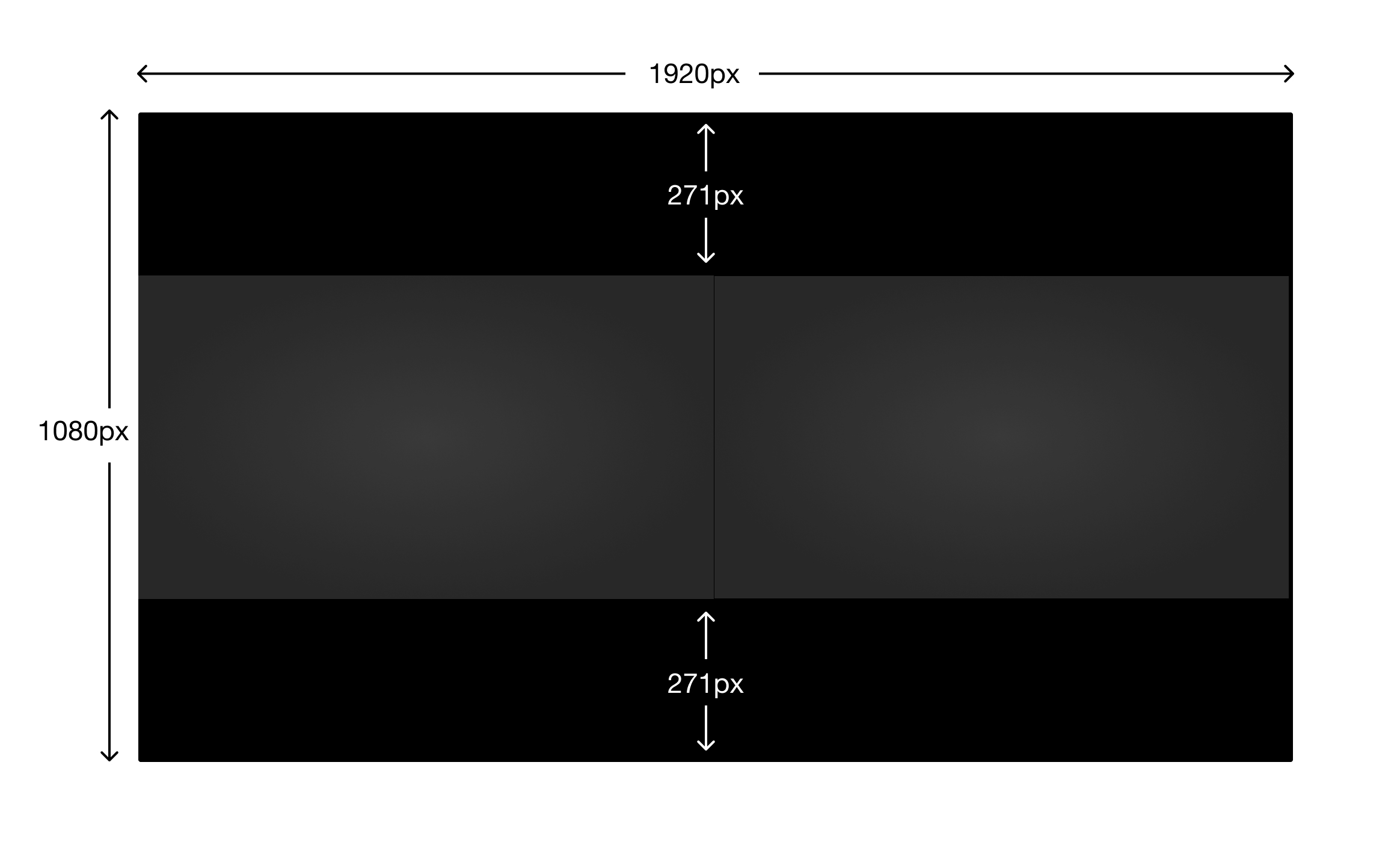 The layout of two speakers in an event. The two speakers are side by side. The dimensions of the screen are 1920px x 1080px. The two speakers are side by side. This leaves 271px of space above and below the speakers.