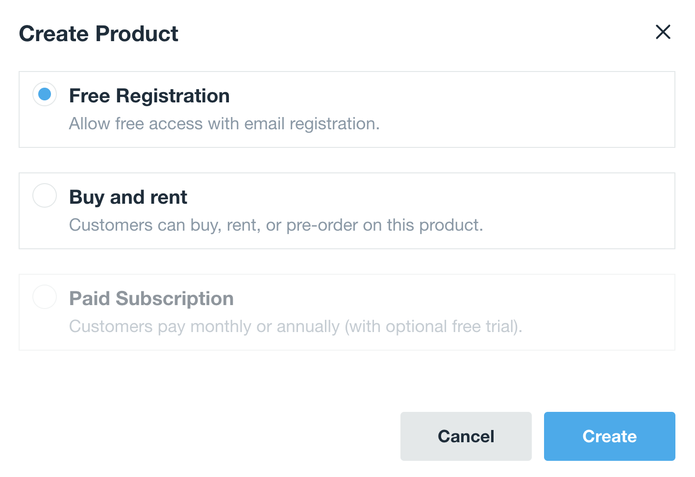 Set up a free with registration subscription product on Vimeo OTT