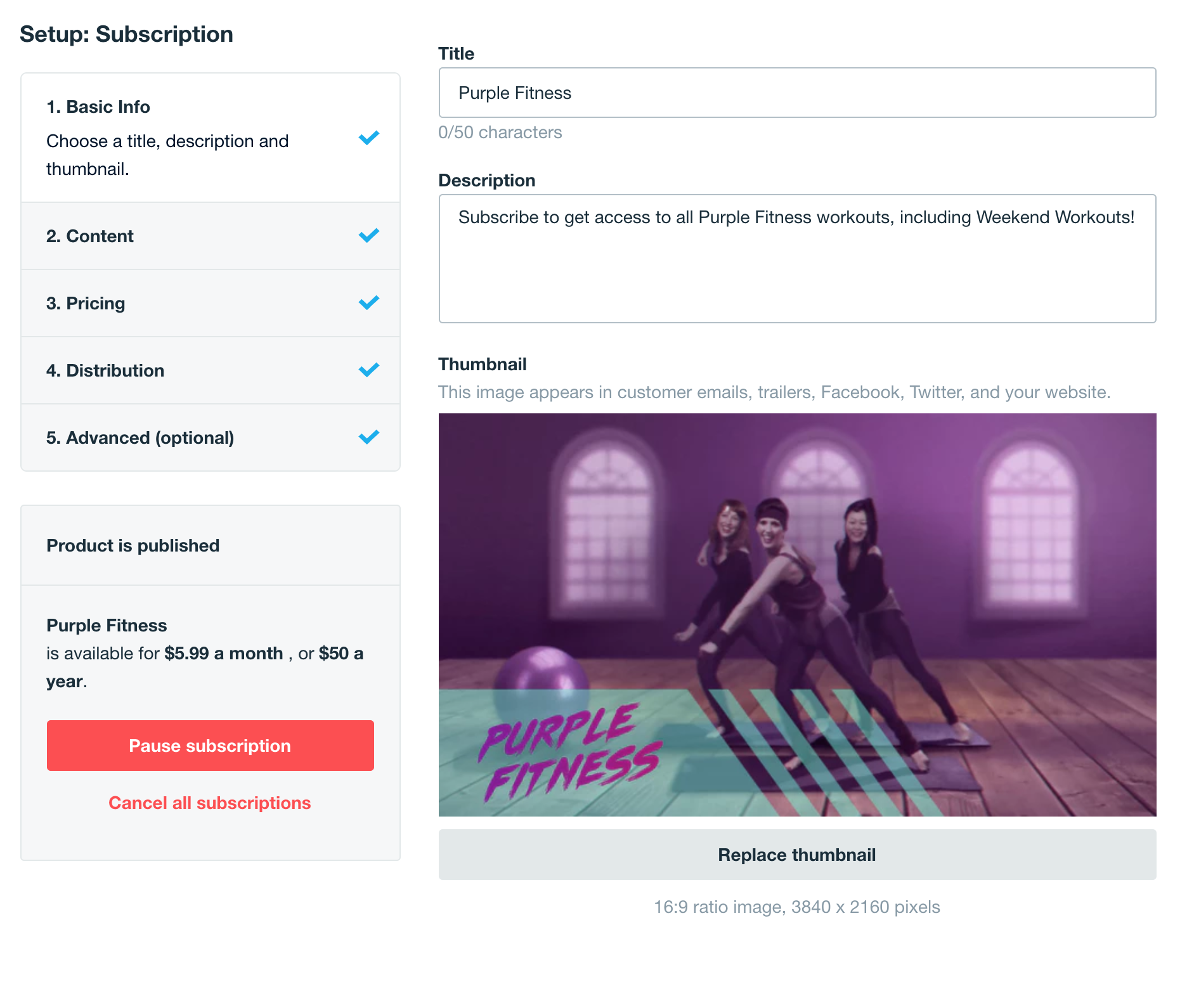 Creating a subscription product on Vimeo OTT