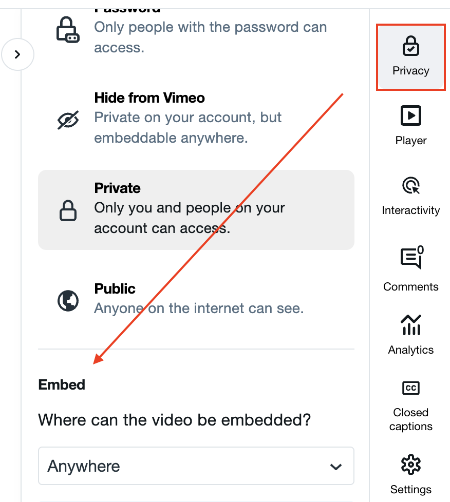 How to change your video’s privacy settings Vimeo Help Center