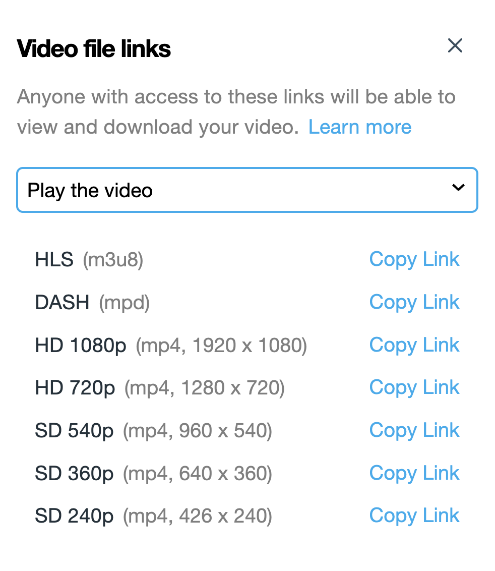 Direct links to video files