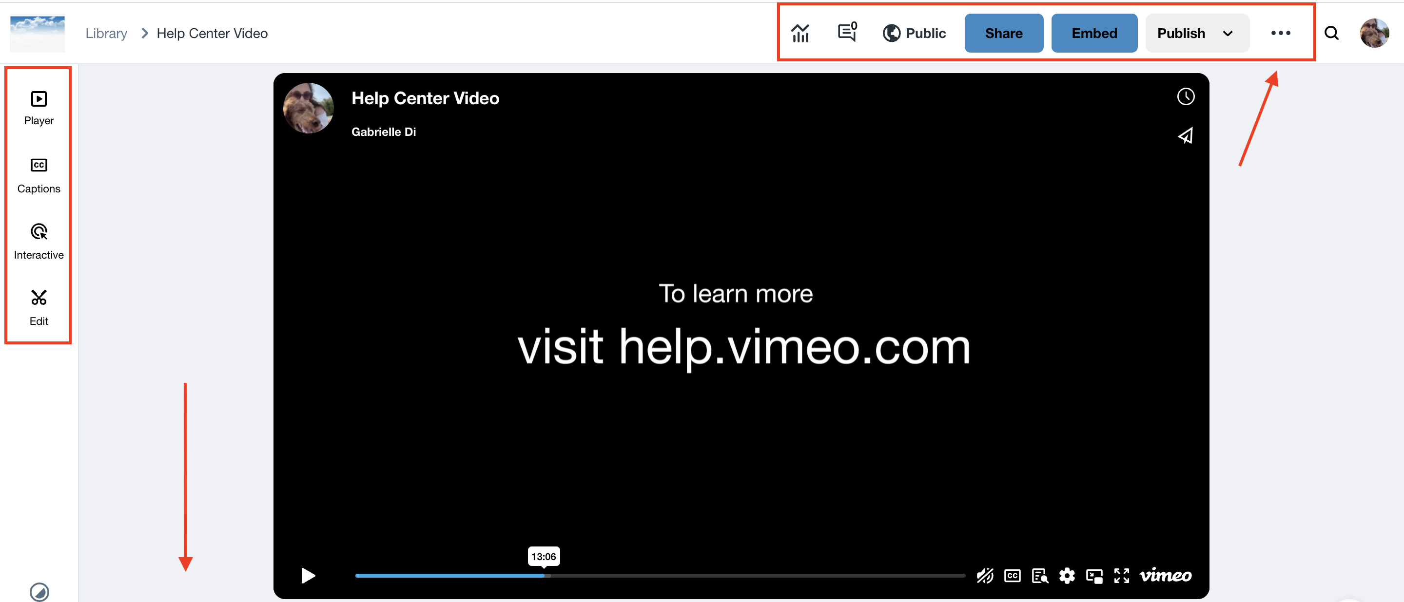 On vimeo link it shows deals my name how to remove