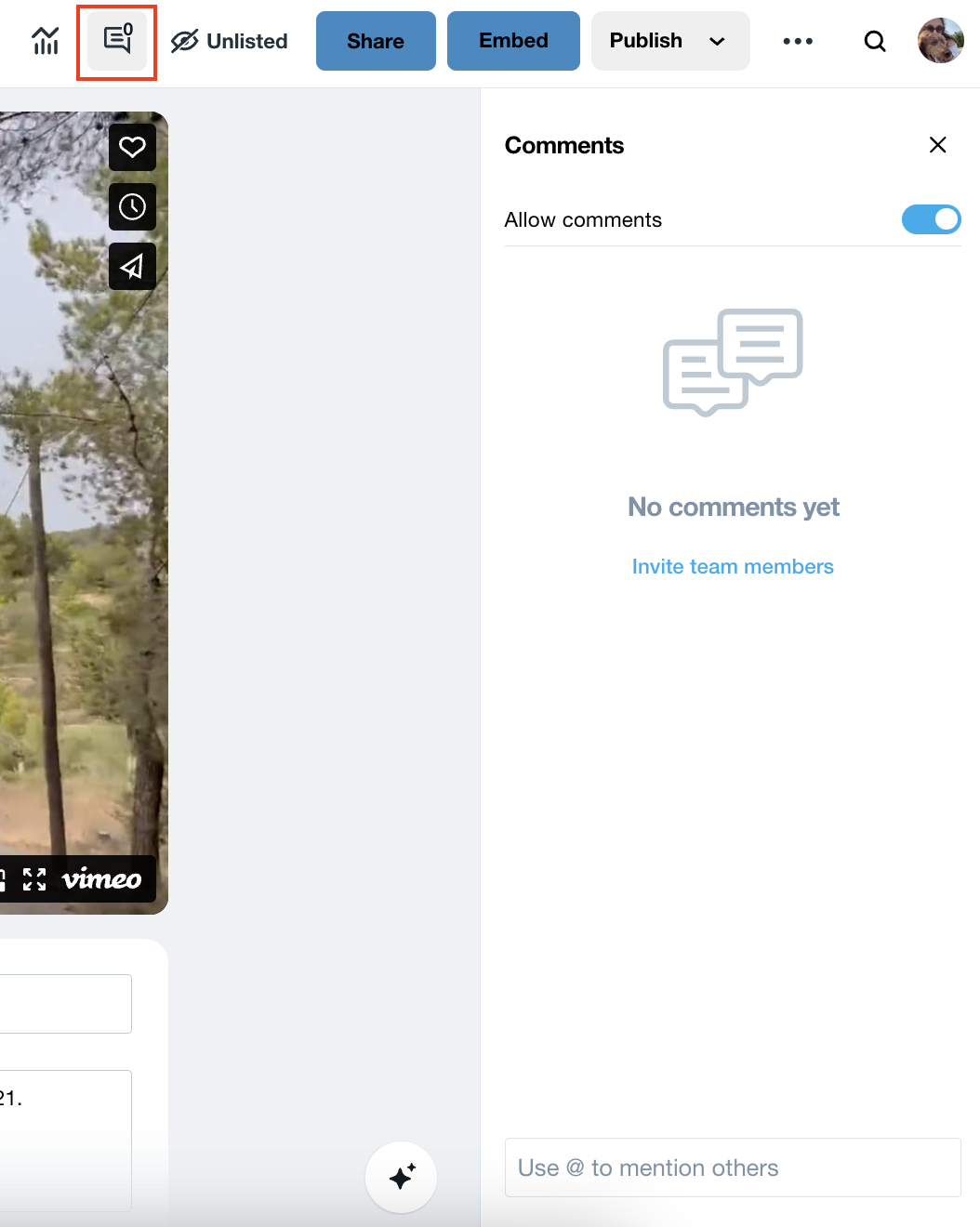 How to @mention someone in a comment – Vimeo Help Center