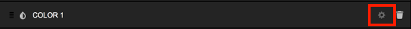 the source labeled 'color 1' shown, highlighting its attached gearwheel icon.