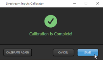 calibration complete with the option to click save.