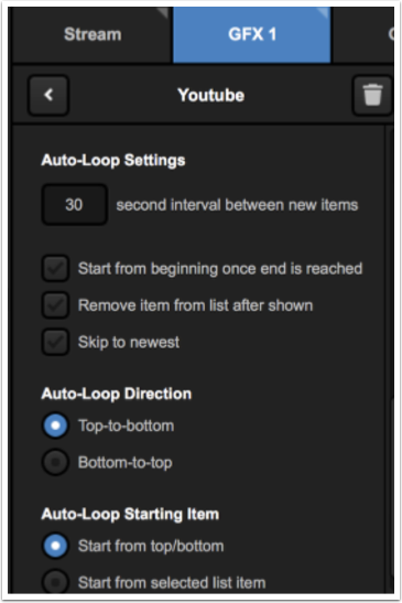 Screenshot showing autoloop settings