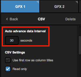 csv over http graphic layer settings highlighting the auto advance data interval option