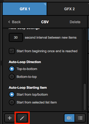 graphics layer panel highlighting the paint brush icon on the lower left corner of the panel.