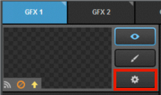 A new graphic layer under GFX 1, highlighting the gearwheel button to go to the layer's settings.