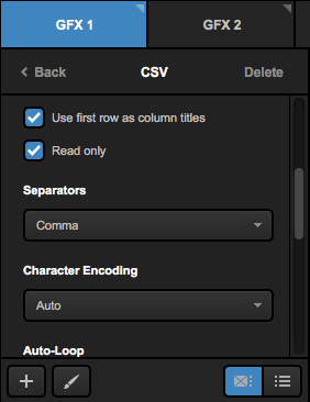 csv over http graphic layer settings showing auto loop options including interval, start from the beginning, and direction.