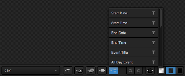 CSV selected in the layer dropdown and data menu opened to show all data column names.