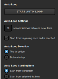 layer settings showing auto-loop settings and options such as interval, restarting from the beginning, direction, and starting point.