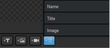 the graphic designer data button showing the three column names as options.