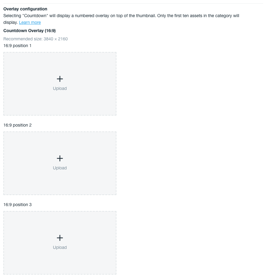Capture d'écran de l'interface administrateur OTT où vous pouvez mettre en ligne vos propres images de superposition pour le compte à rebours.