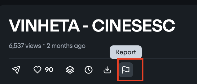  Um Retmail de destaque um ícone de sinalização na interface do reprodutor de vídeo abaixo do título do vídeo.