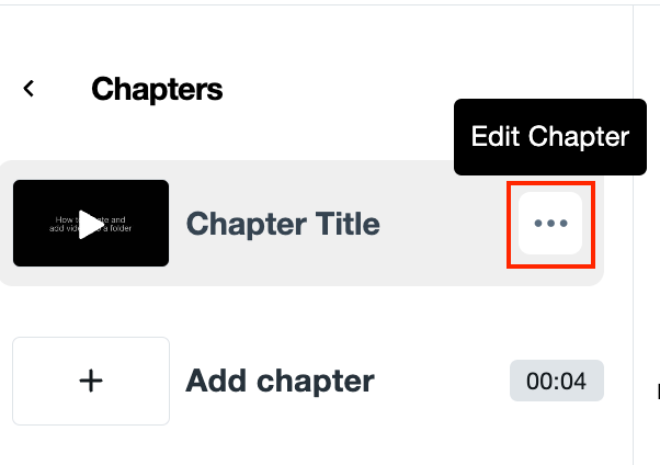he 'more options' icon, represented by three dots, is highlighted with a red box. The tooltip labels it as the 'Edit Chapter' button.
