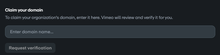 Revendiquer une section de domaine avec un espace pour saisir le domaine de votre choix