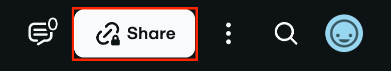 The 'Share' button, highlighted in the toolbar. The icon, currently a padlock, changes to reflect the video's privacy status.