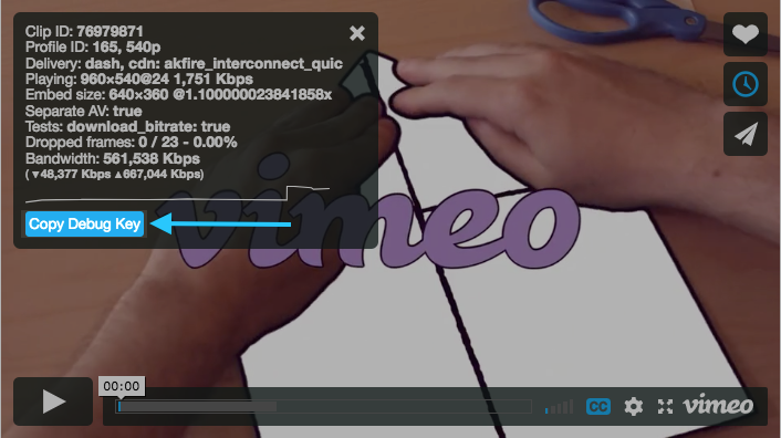 an image of desktop browser showing the debug key and to copy debug key.