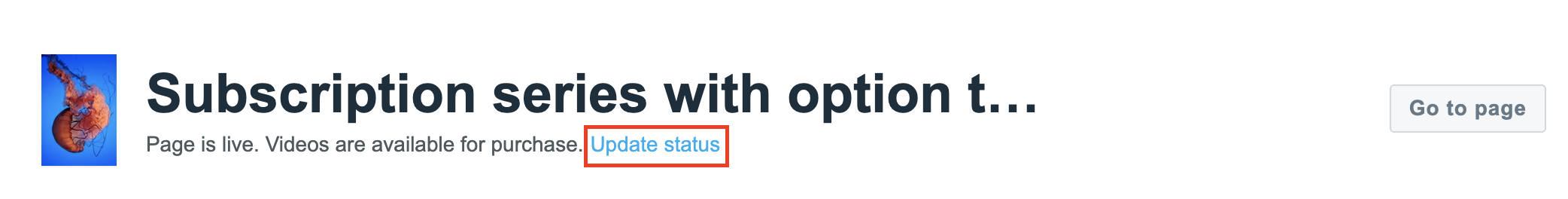Página de configurações de VOD com opção de atualização de status em destaque