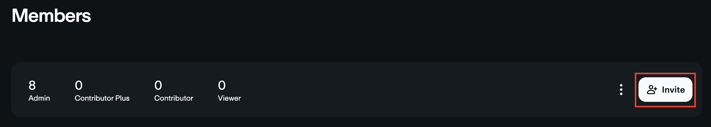 Team member management page with Invite button highlighted