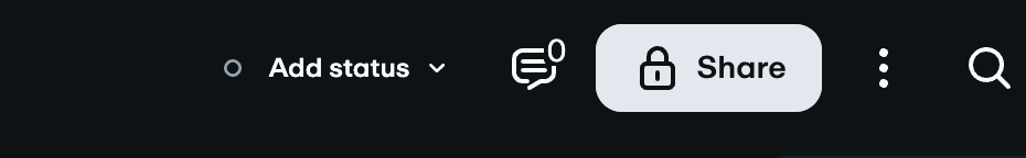 Botão Compartilhar no topo da página de configurações de vídeo
