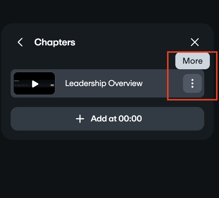 O menu de capítulos na página de configurações de vídeo com o botão Mais... em destaque