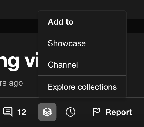 視聴ページの動画プレーヤーの下にある「コレクションに追加」アイコン