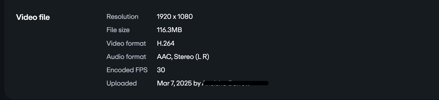 Example video file information listed out