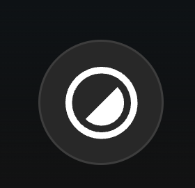  A circular icon with a diagonal line dividing a dark half and a light half, used to toggle dark mode.