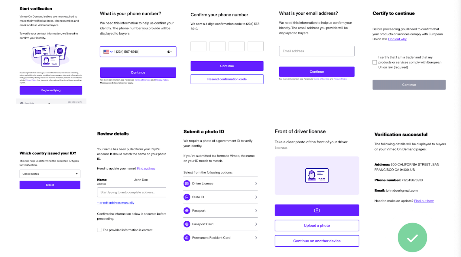 Persona verification flow